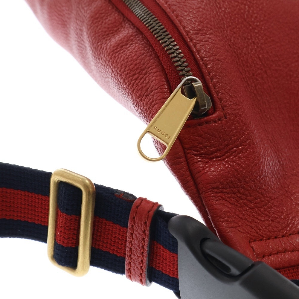 GUCCI(グッチ) ロゴ ボディバッグ ウエストバッグ ショルダーバッグ レッド レザー 530412