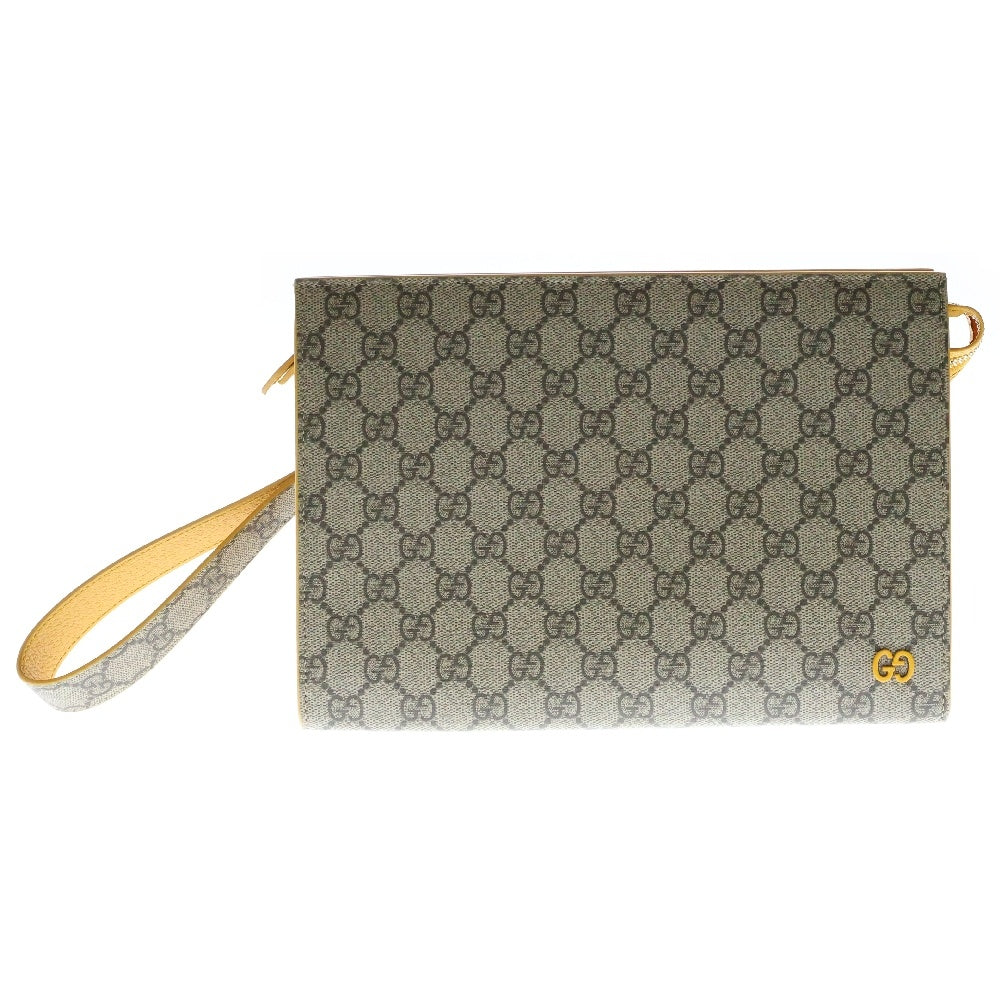 GUCCI(グッチ) GGスプリーム クラッチバッグ セカンドバッグ ベージュ×イエロー PVCレザー 768255