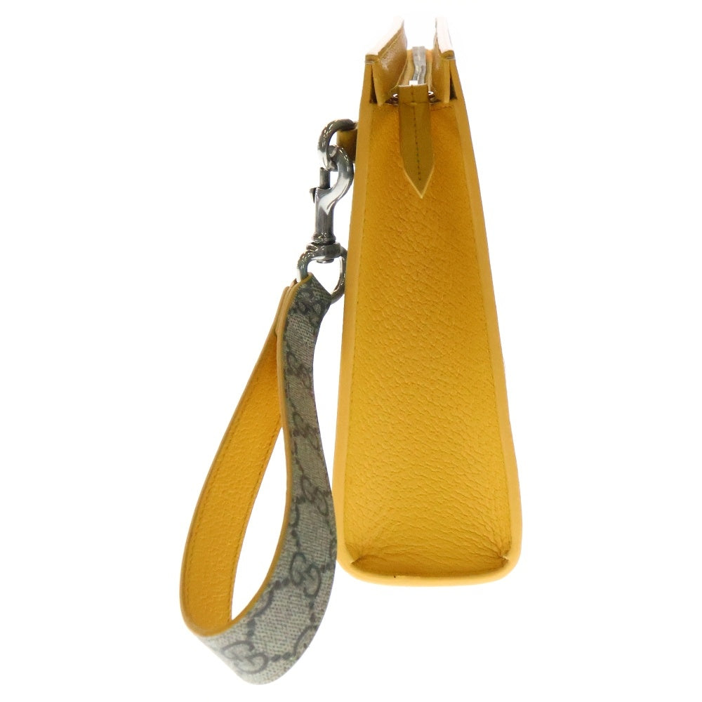 GUCCI(グッチ) GGスプリーム クラッチバッグ セカンドバッグ ベージュ×イエロー PVCレザー 768255