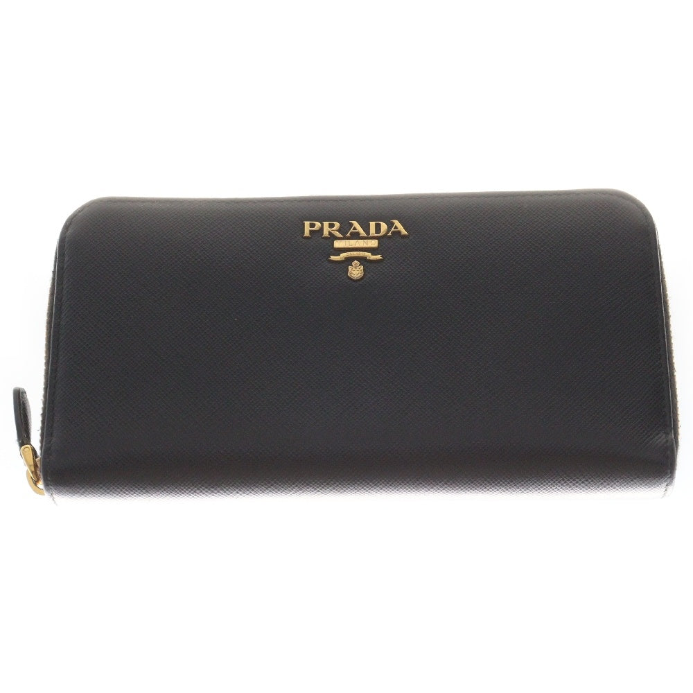 PRADA(プラダ) サフィアーノ ラウンドファスナー 黒 レザー 長財布 ロングウォレット 1ML506