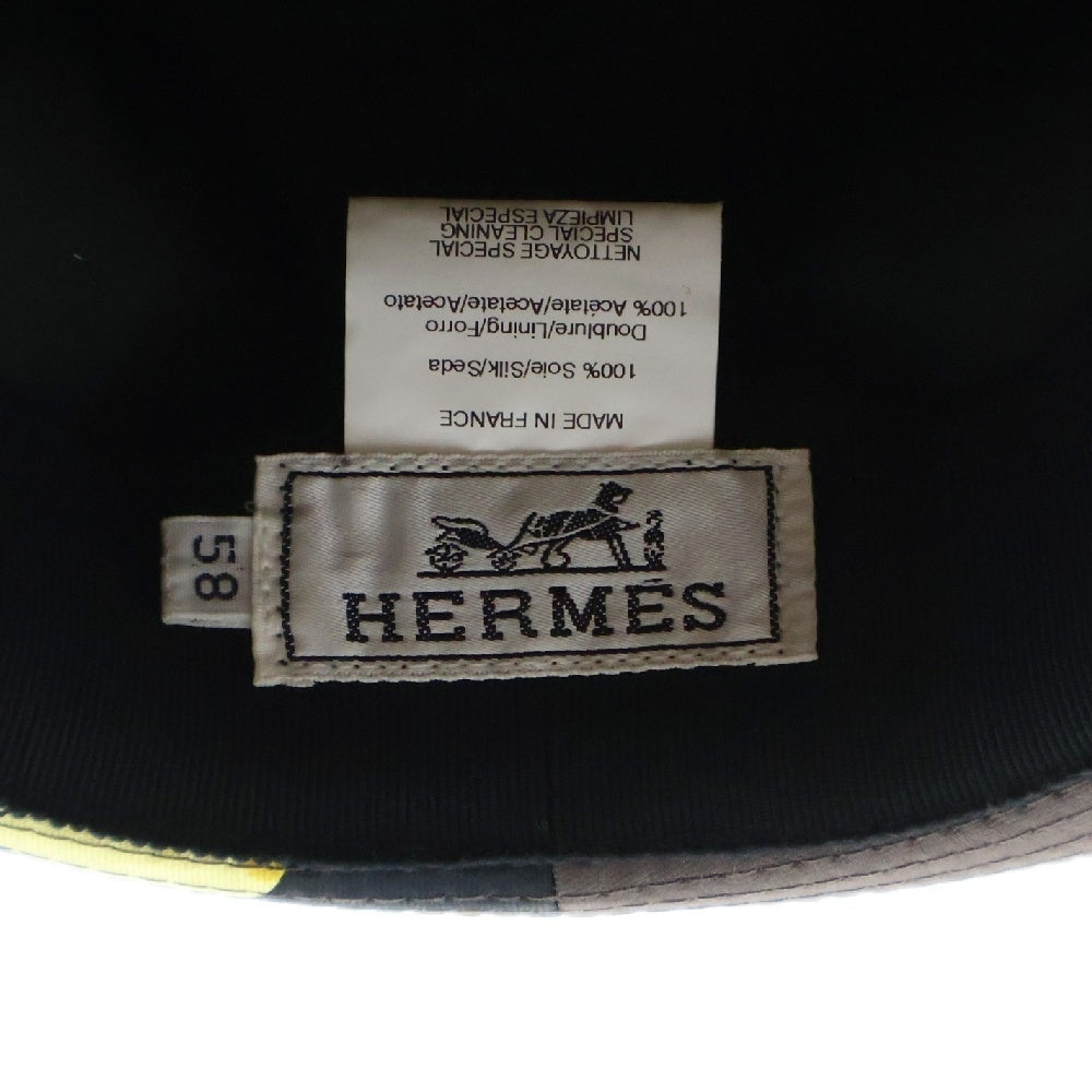 HERMES(エルメス) バケットハット マルチカラー ブラウン シルク 帽子 レディース