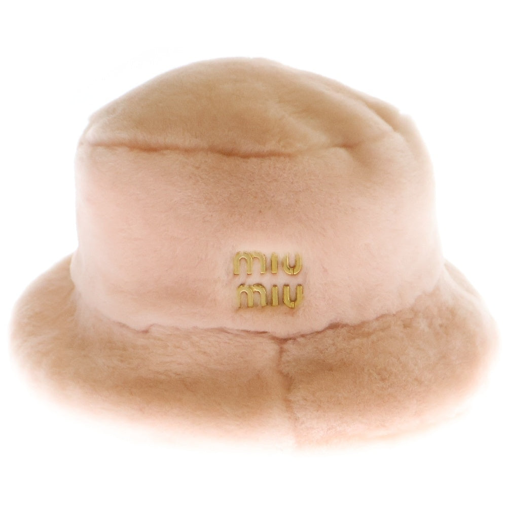 miumiu(ミュウミュウ) 22AW バケットハット ピンク ファー ムートン ゴールド金具 帽子 #M 5HC196