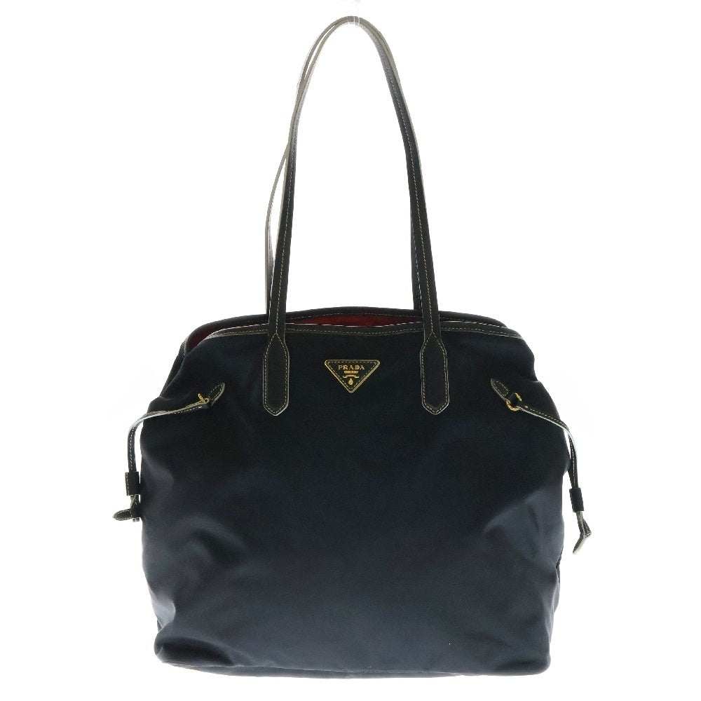 PRADA(プラダ) トートバッグ ハンドバッグ 肩掛けバッグ ブラック ゴールド金具 トライアングルロゴプレート ナイロン BR4662