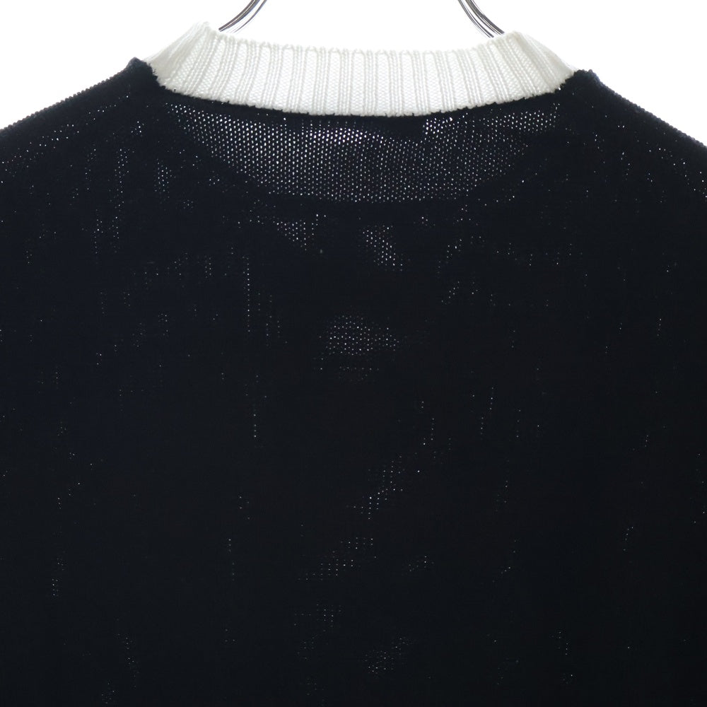 PRADA(プラダ) ロゴ刺繍 クルーネックセーター ニット ブラック×ホワイト レディース P24I1R S212 1Z05