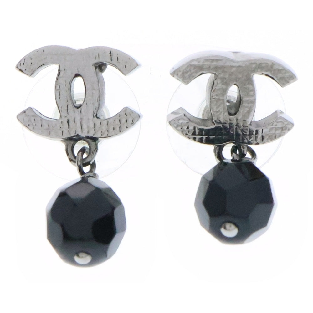 CHANEL(シャネル) ココマーク ブラックストーンピアス 09V イヤーアクセサリー ガンメタ金具 A37277