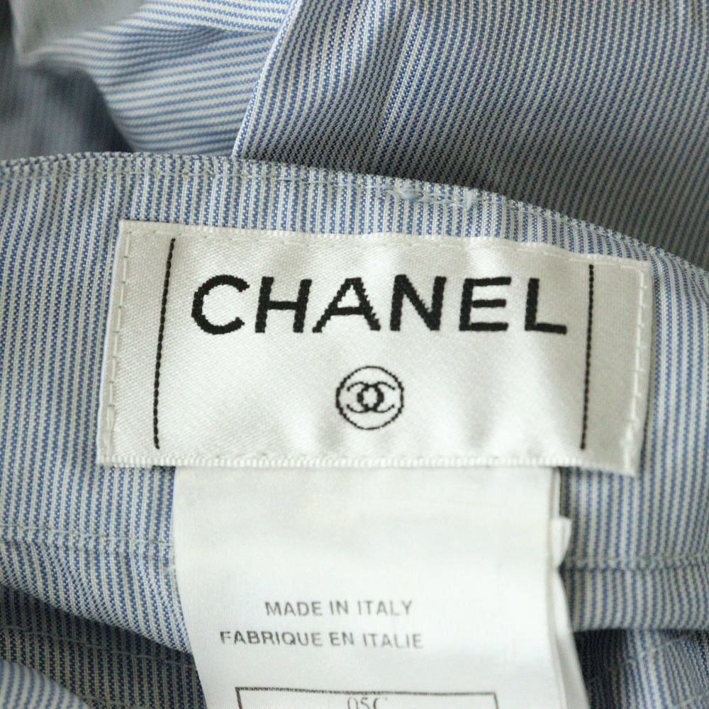 CHANEL(シャネル) 05C クルーズコレクション フラワーボタン シルクトラウザーパンツ ブルー レディース