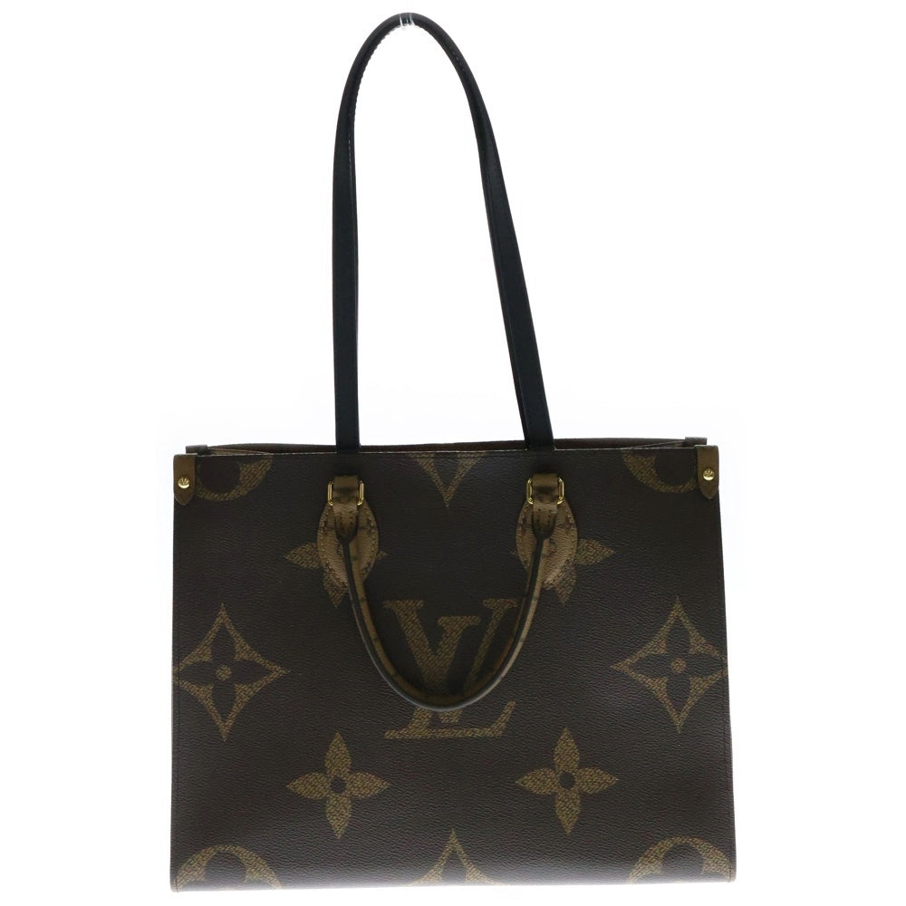 LOUIS VUITTON(ルイヴィトン) モノグラムリバース オンザゴーMM トートバッグ ハンドバッグ ブラウン レザー×PVC ゴールド金具 M45321