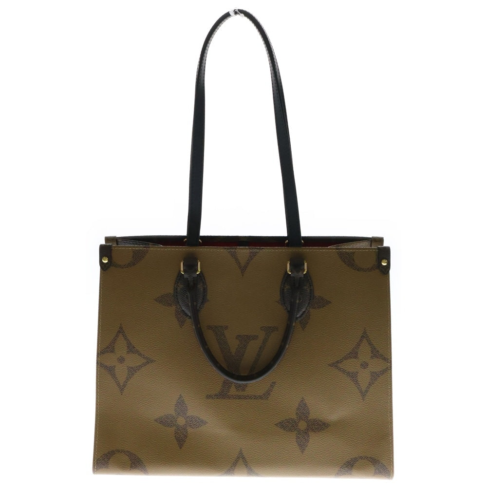 LOUIS VUITTON(ルイヴィトン) モノグラムリバース オンザゴーMM トートバッグ ハンドバッグ ブラウン レザー×PVC ゴールド金具 M45321