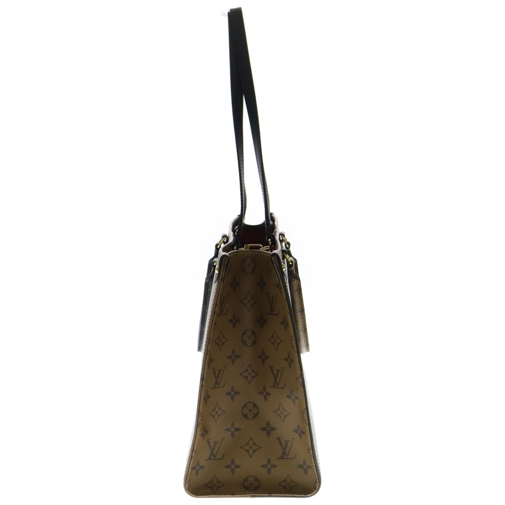 LOUIS VUITTON(ルイヴィトン) モノグラムリバース オンザゴーMM トートバッグ ハンドバッグ ブラウン レザー×PVC ゴールド金具 M45321