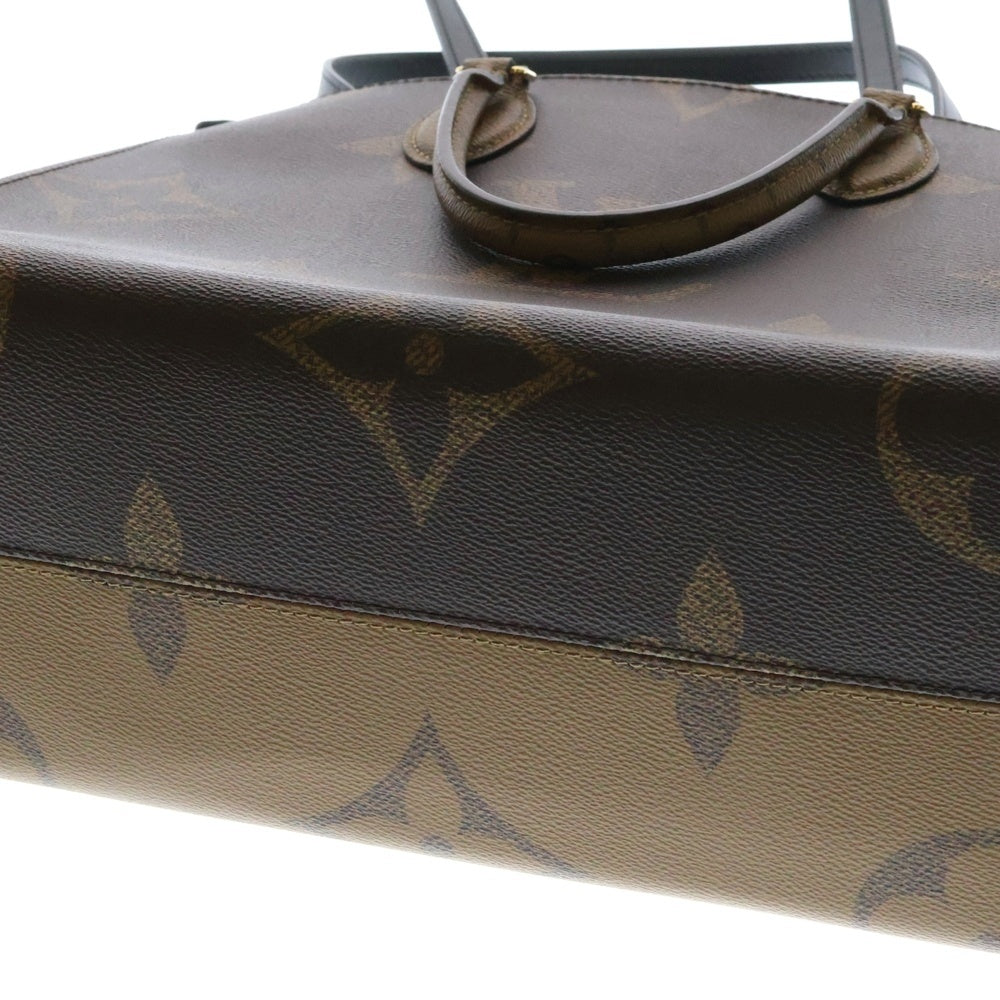 LOUIS VUITTON(ルイヴィトン) モノグラムリバース オンザゴーMM トートバッグ ハンドバッグ ブラウン レザー×PVC ゴールド金具 M45321