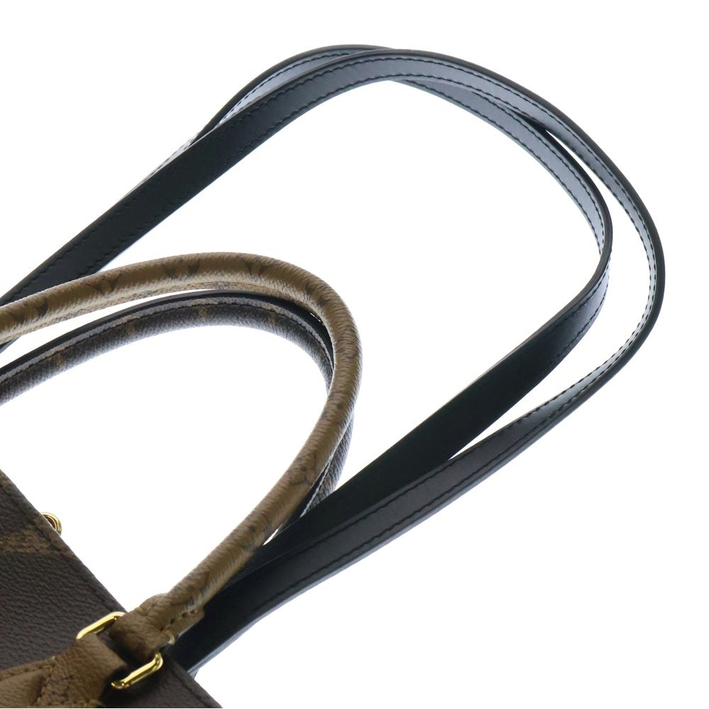 LOUIS VUITTON(ルイヴィトン) モノグラムリバース オンザゴーMM トートバッグ ハンドバッグ ブラウン レザー×PVC ゴールド金具 M45321