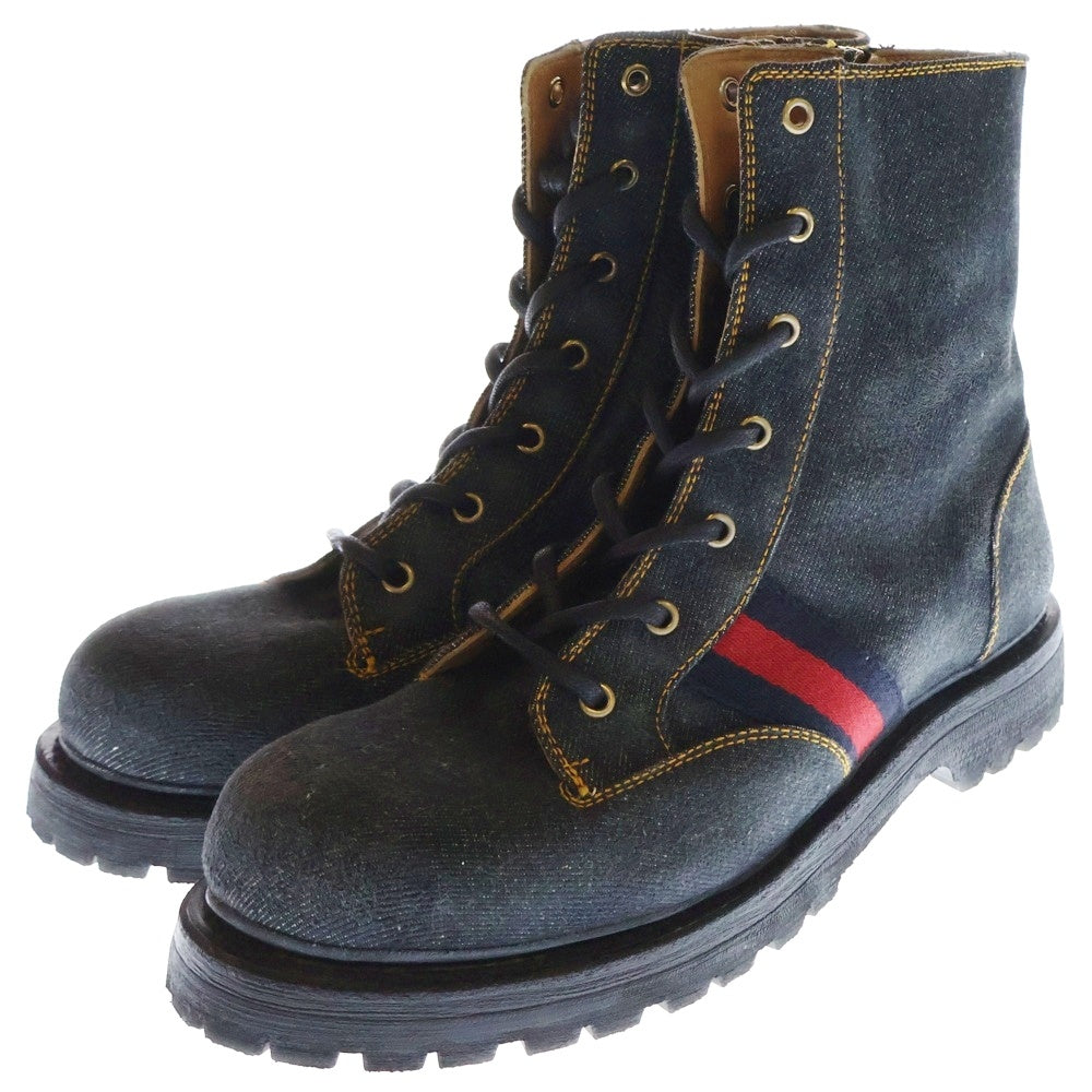 GUCCI(グッチ) レースアップ デニムショートブーツ サイズ7