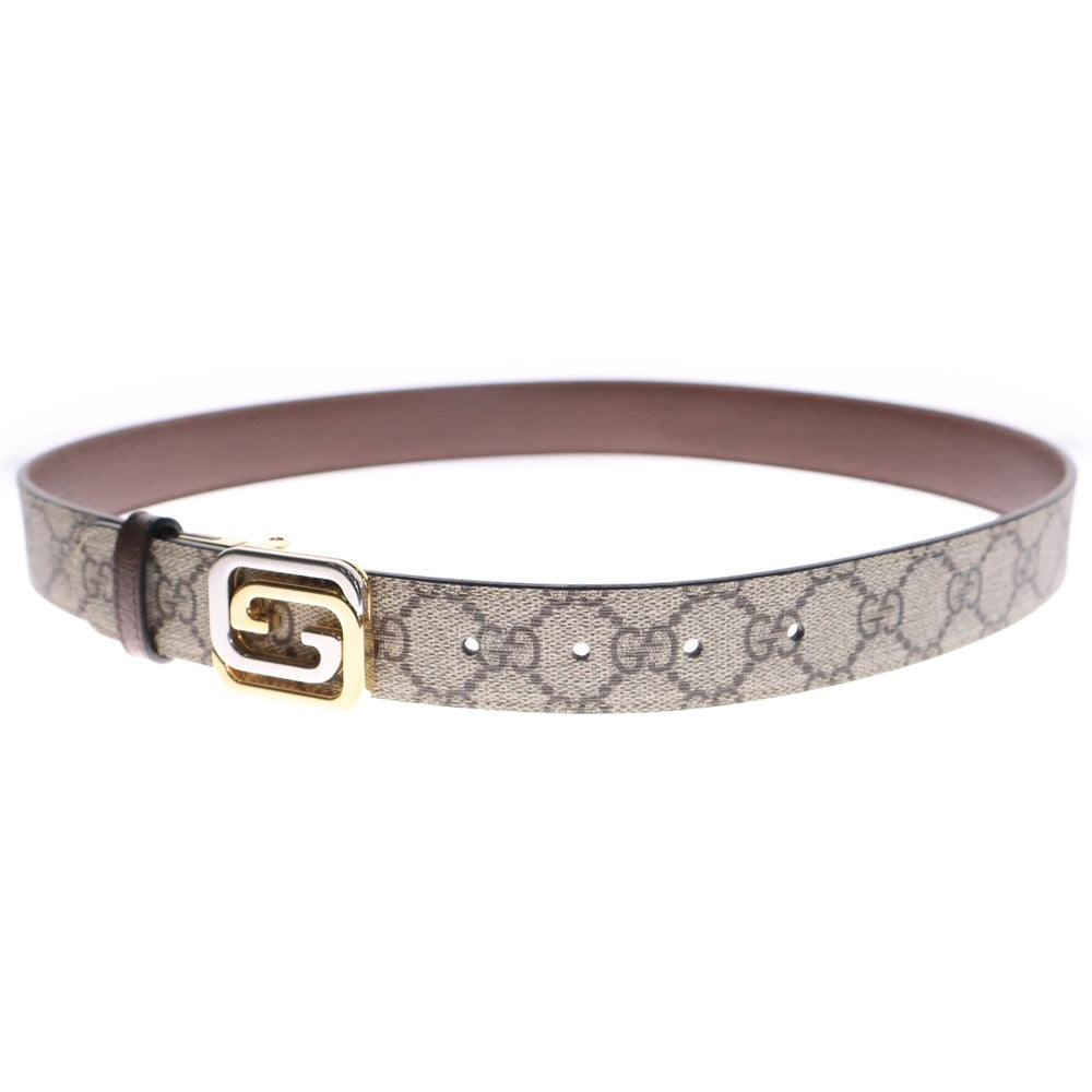 GUCCI(グッチ) インターロッキングG リバーシブルベルト ベージュ ブラウン ゴールド金具 715603