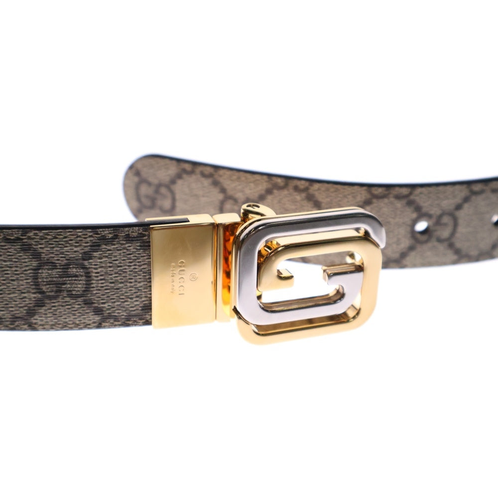 GUCCI(グッチ) インターロッキングG リバーシブルベルト ベージュ ブラウン ゴールド金具 715603