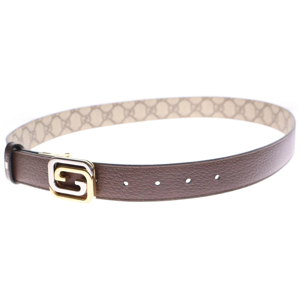 GUCCI(グッチ) インターロッキングG リバーシブルベルト ベージュ ブラウン ゴールド金具 715603