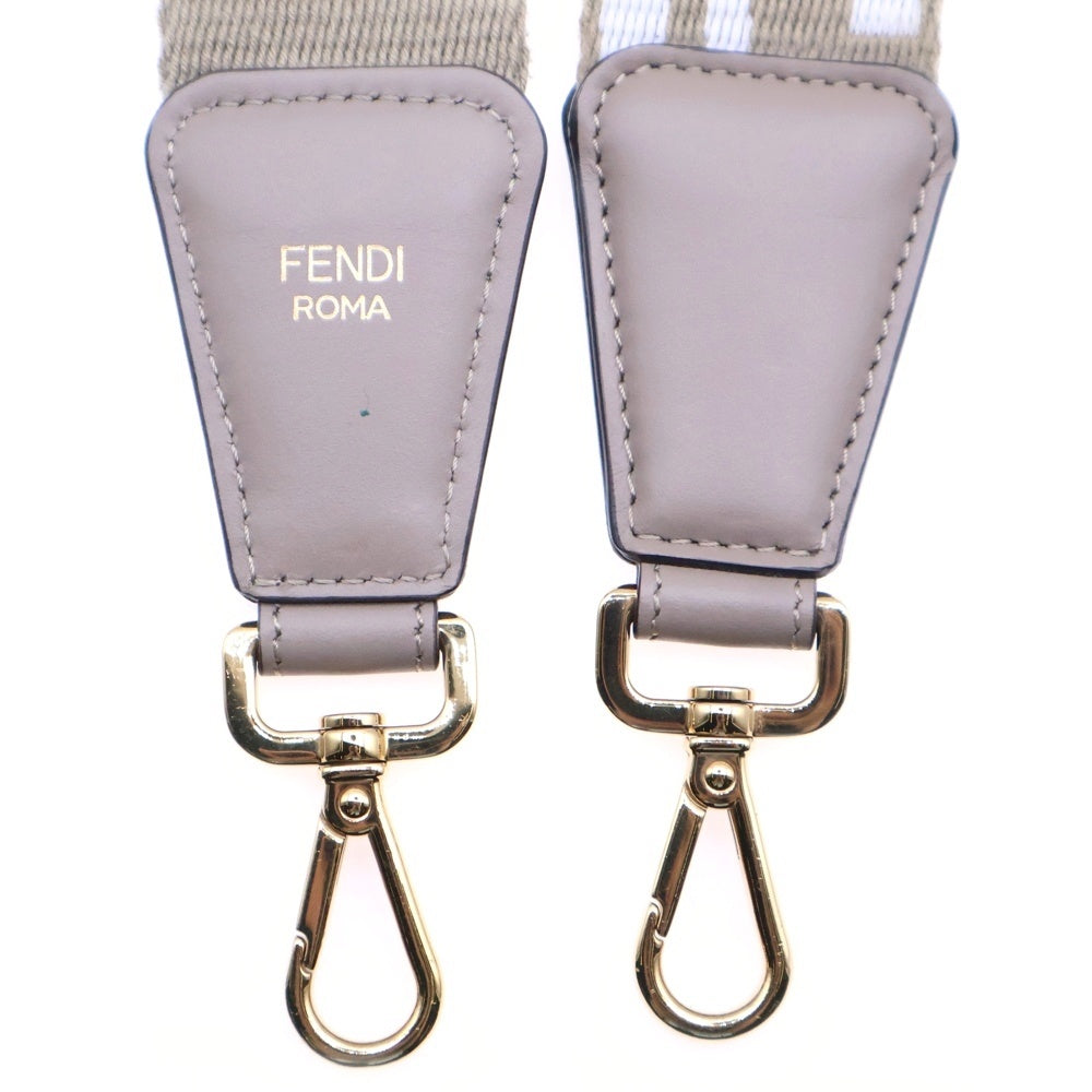 FENDI(フェンディ) ロゴ ストラップユー FFジャカードウェビング ショルダーストラップ ベージュ×ホワイト