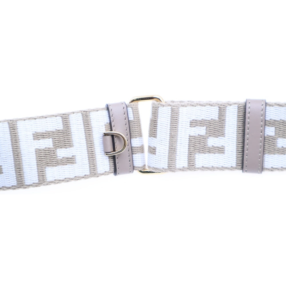 FENDI(フェンディ) ロゴ ストラップユー FFジャカードウェビング ショルダーストラップ ベージュ×ホワイト
