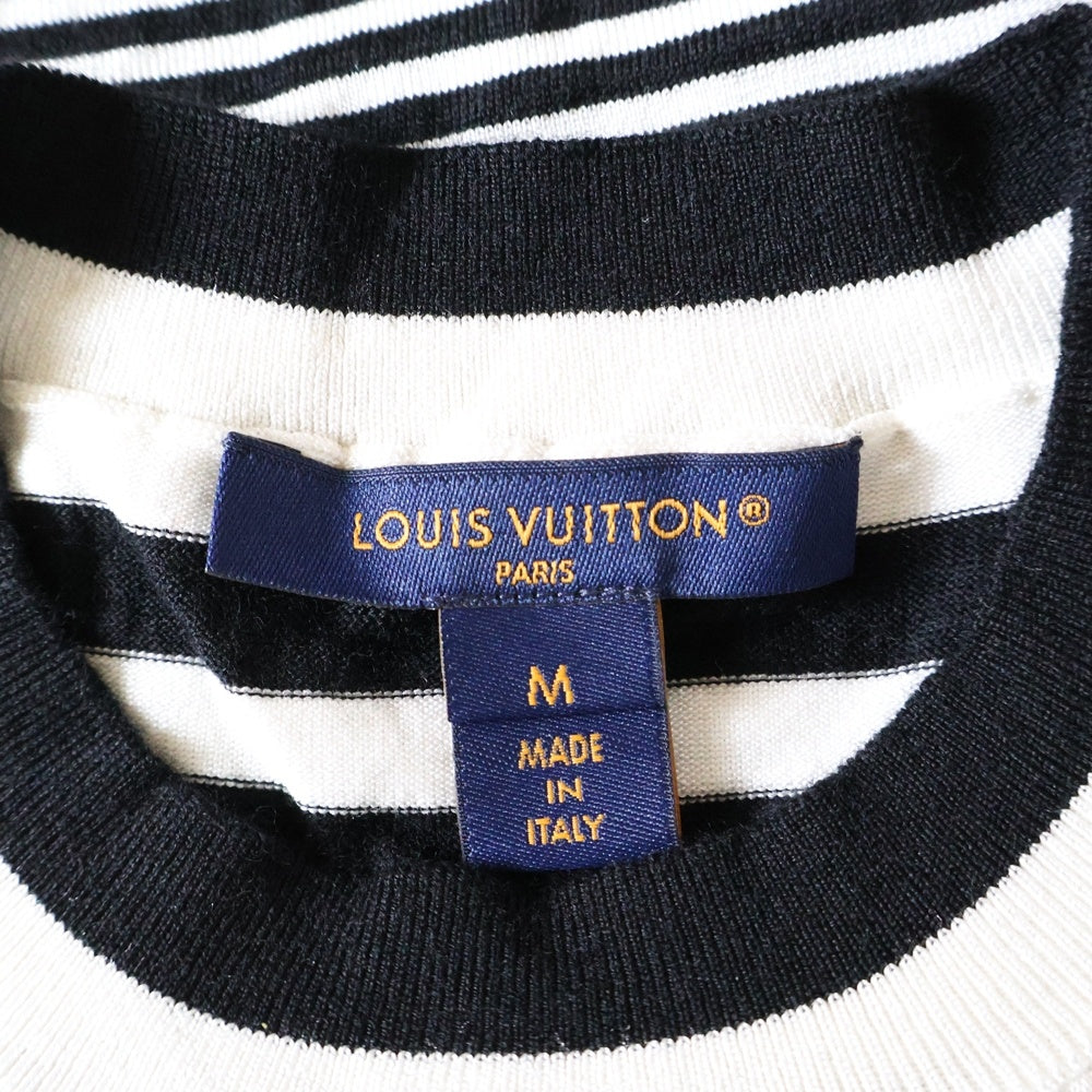 LOUIS VUITTON(ルイヴィトン) 23AW ミックスドストライプ半袖ニット ブラック×ホワイト RW232W 167 FPKS01 レディース