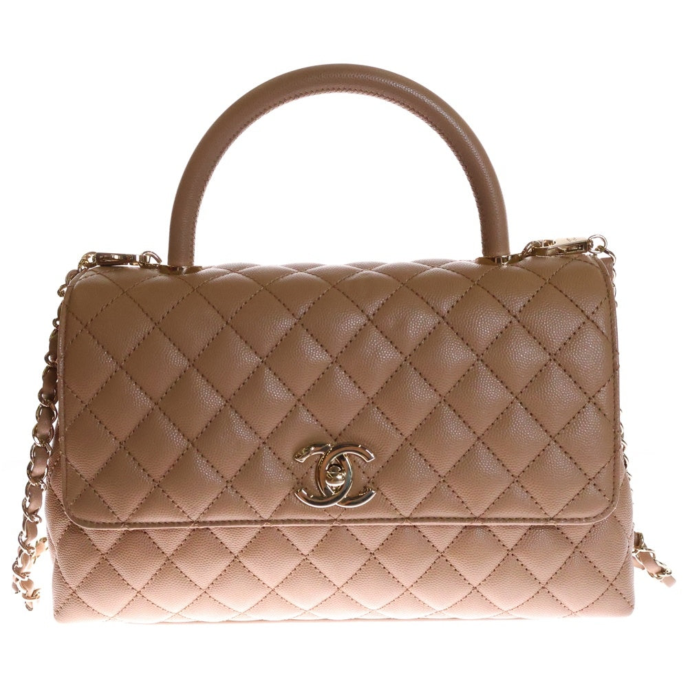CHANEL(シャネル) ココハンドル29 2WAY チェーン ハンドバッグ ショルダーバッグ ベージュ キャビアスキン ゴールド金具 A92991