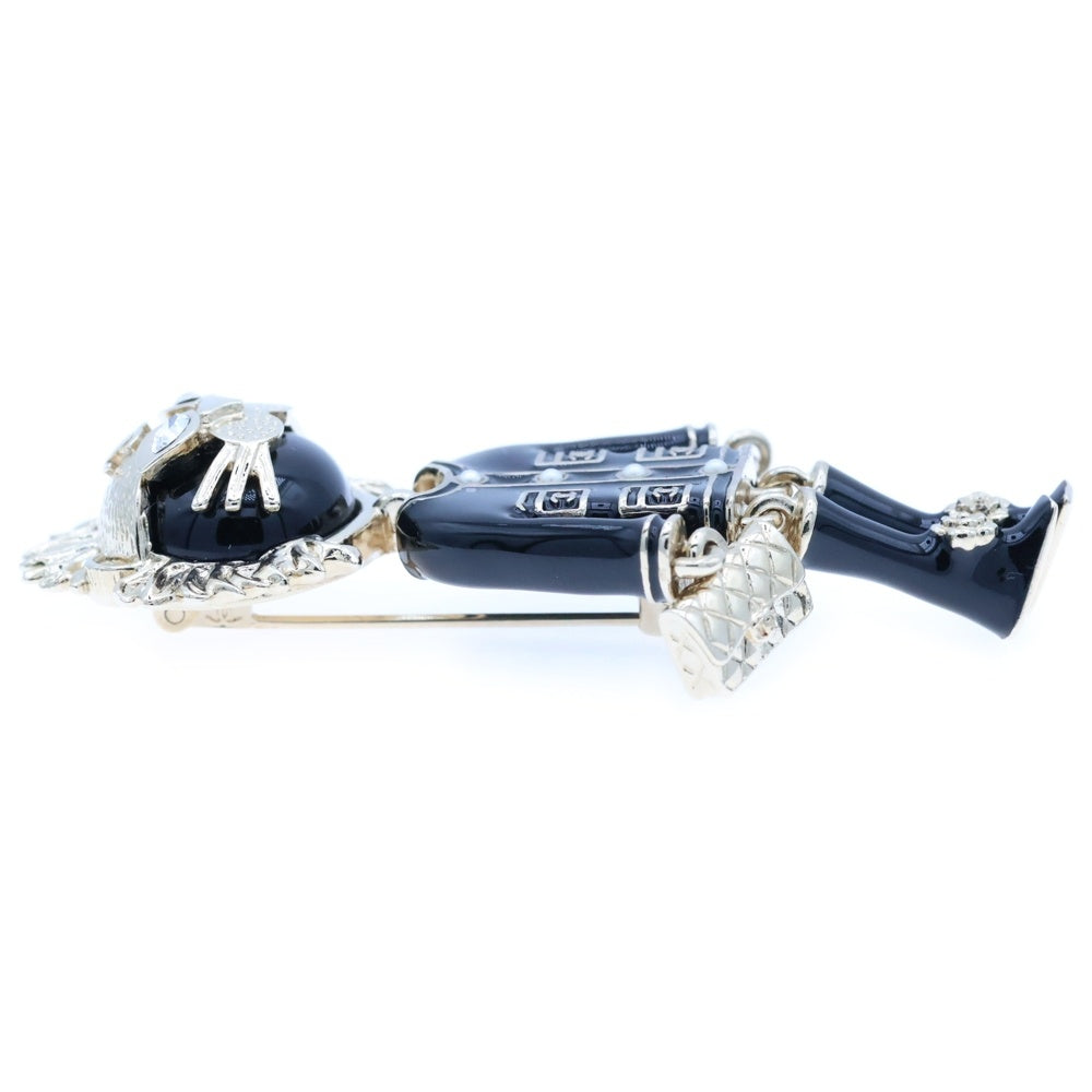 CHANEL(シャネル) ココマーク ライオン ラインストーン ブローチ ブラック×ゴールド GP B22P アクセサリー
