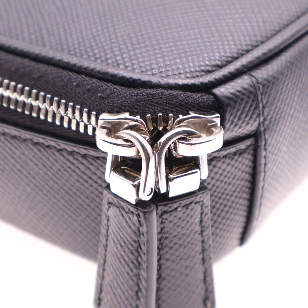 PRADA(プラダ) サフィアーノ ロゴショルダーバッグ ミニバッグ ブラック シルバー金具 レザー 2VH154