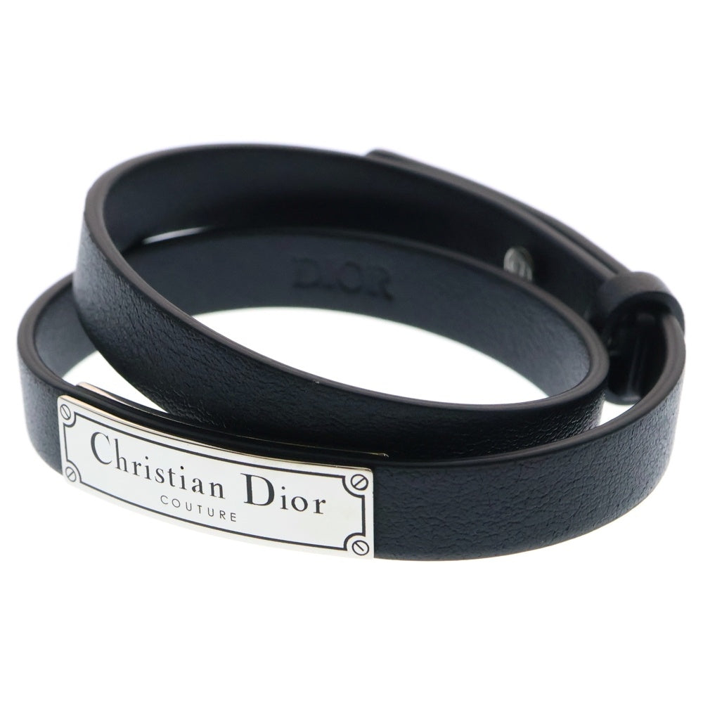 Christian Dior(クリスチャンディオール) ロゴ レザー ブレスレット ブラック アクセサリー