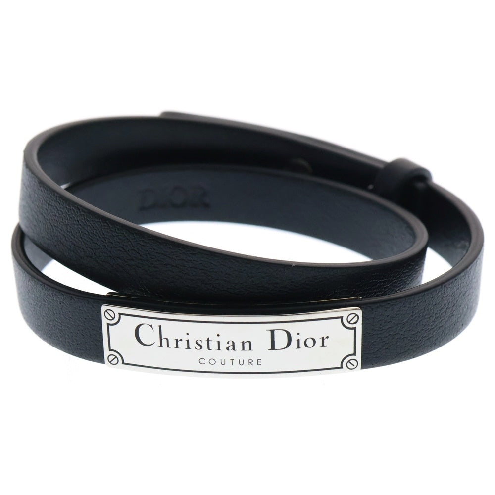 Christian Dior(クリスチャンディオール) ロゴ レザー ブレスレット ブラック アクセサリー