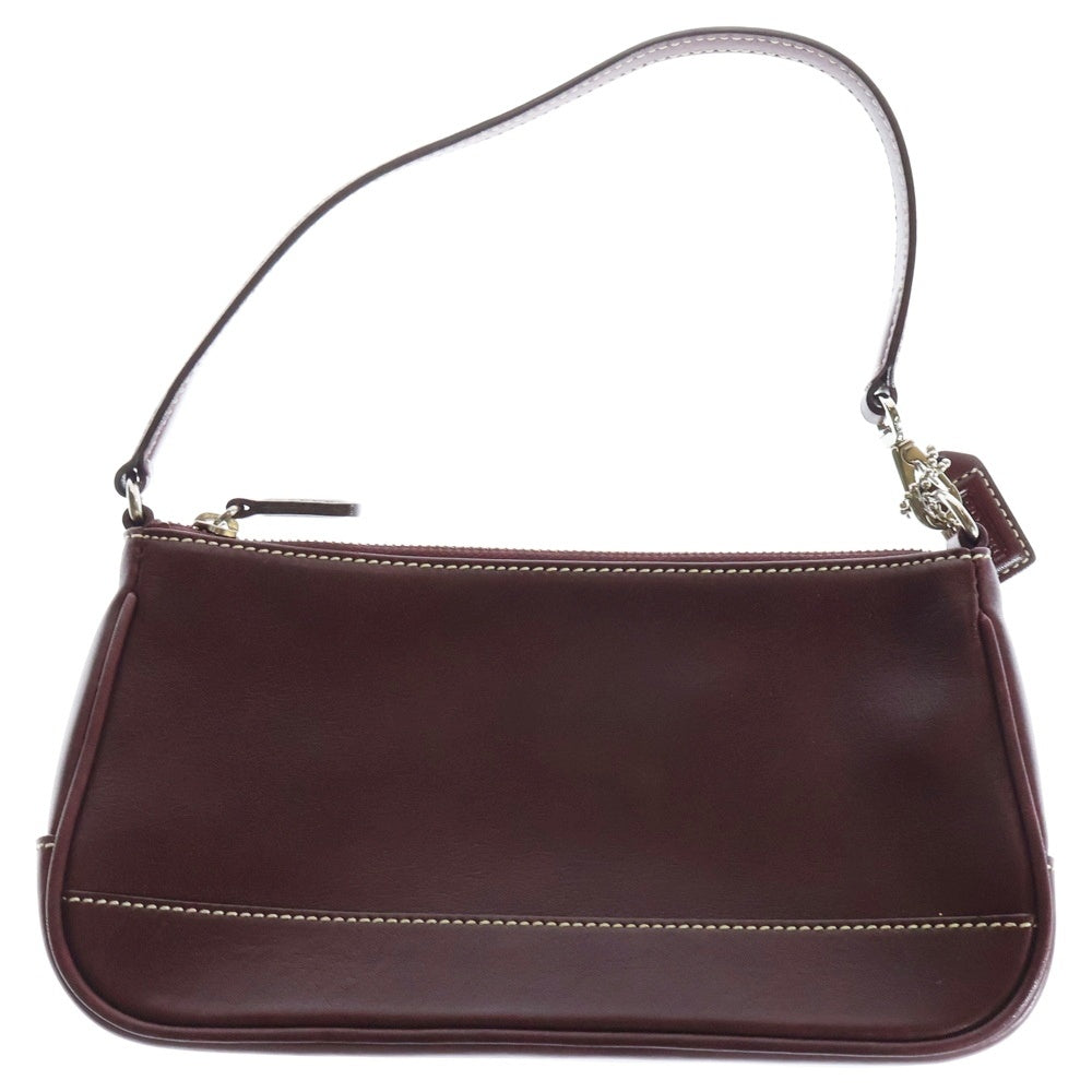 COACH(コーチ) ワンショルダーバッグ ハンドバッグ 白ステッチ ワインレッド バーガンディ レザー シルバー金具 7785