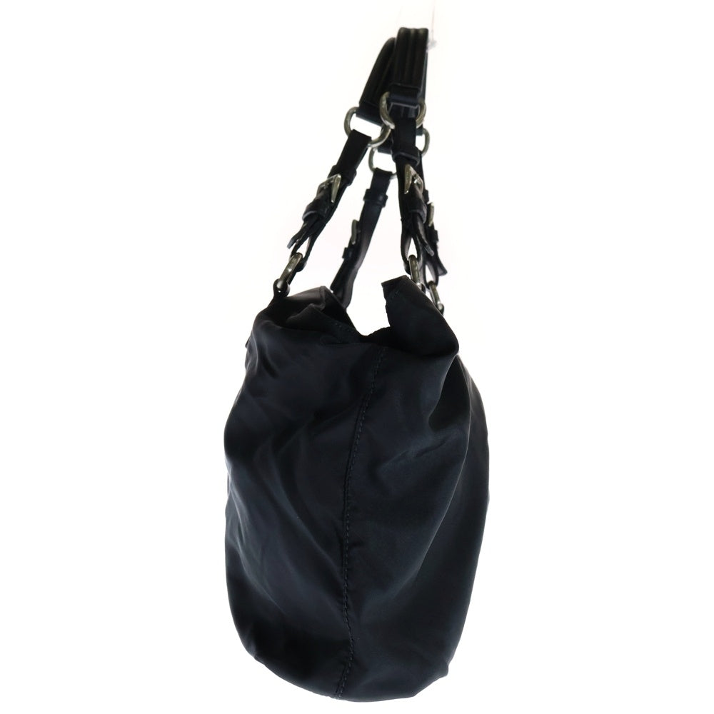 PRADA(プラダ) トートバッグ ハンドバッグ ナイロン×サフィアーノレザー ブラック シルバー金具 ロゴ三角プレート BR2166