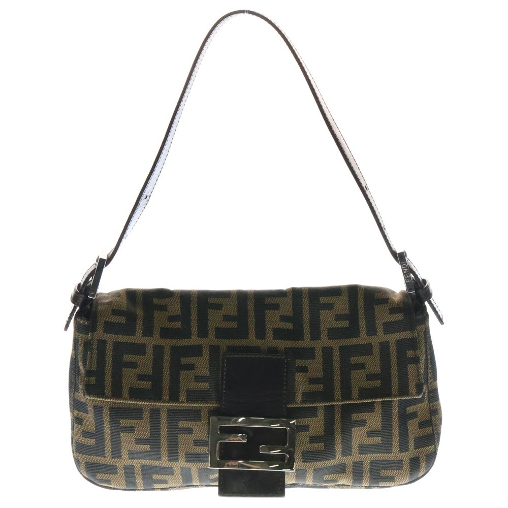 FENDI(フェンディ) ズッカ柄 マンマバケット ワンショルダー ハンドバッグ キャンバス×レザー ブラウン シルバー金具