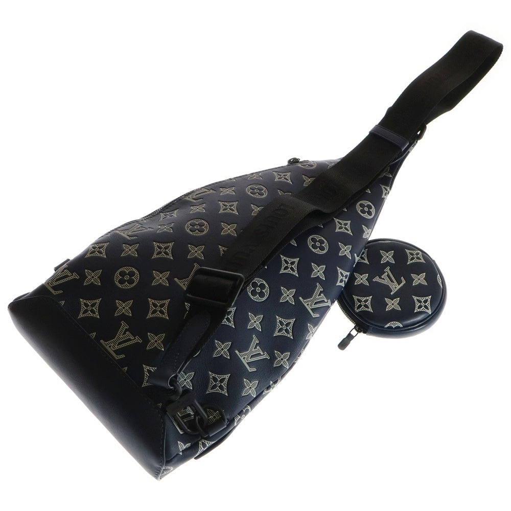 LOUIS VUITTON(ルイヴィトン) モノグラムシャドウ スリングバッグ デュオ ボディバッグ ウエストバッグ ショルダーバッグ ネイビー レザー M24751