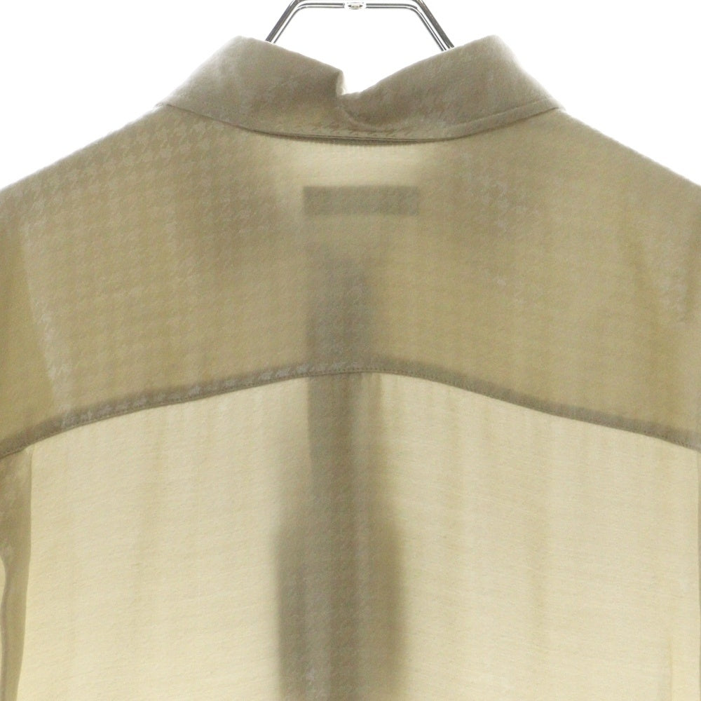 BALENCIAGA(バレンシアガ) 20SS アセテート レーヨン ガンクラブチェック 千鳥格子総柄 ジャガード レギュラーカラー 半袖シャツ アイボリー 595038 TID28