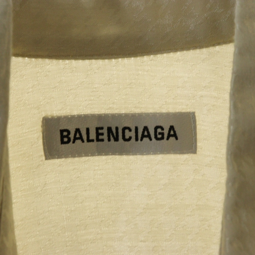 BALENCIAGA(バレンシアガ) 20SS アセテート レーヨン ガンクラブチェック 千鳥格子総柄 ジャガード レギュラーカラー 半袖シャツ アイボリー 595038 TID28