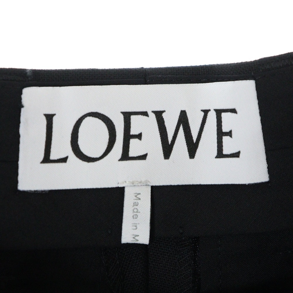 LOEWE(ロエベ) ウール ノータック ストレート スラックスパンツ トラウザーズ ブラック Q825331X06