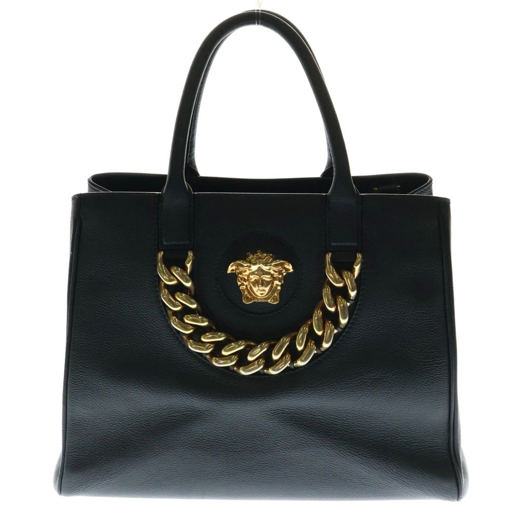 VERSACE(ヴェルサーチ) メデューサ トートバッグ ハンドバッグ ブラック ゴールド金具 レザー