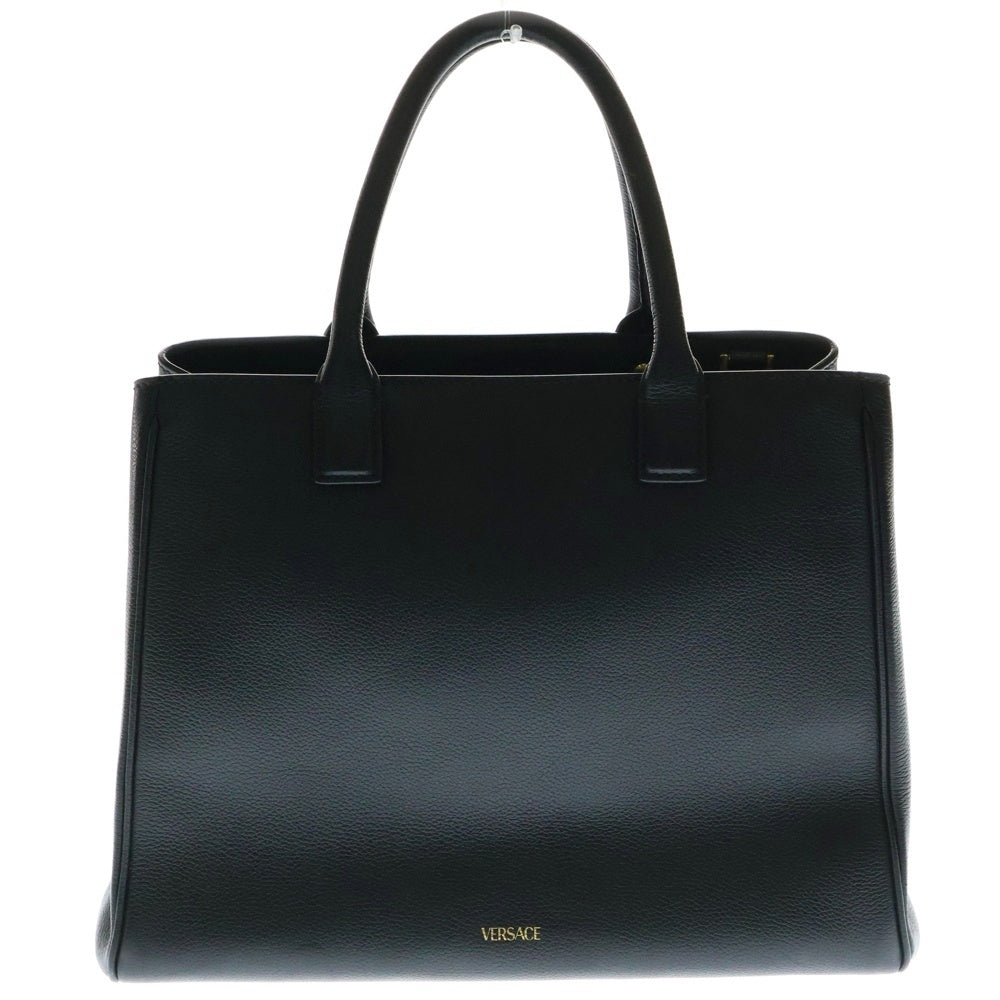 VERSACE(ヴェルサーチ) メデューサ トートバッグ ハンドバッグ ブラック ゴールド金具 レザー