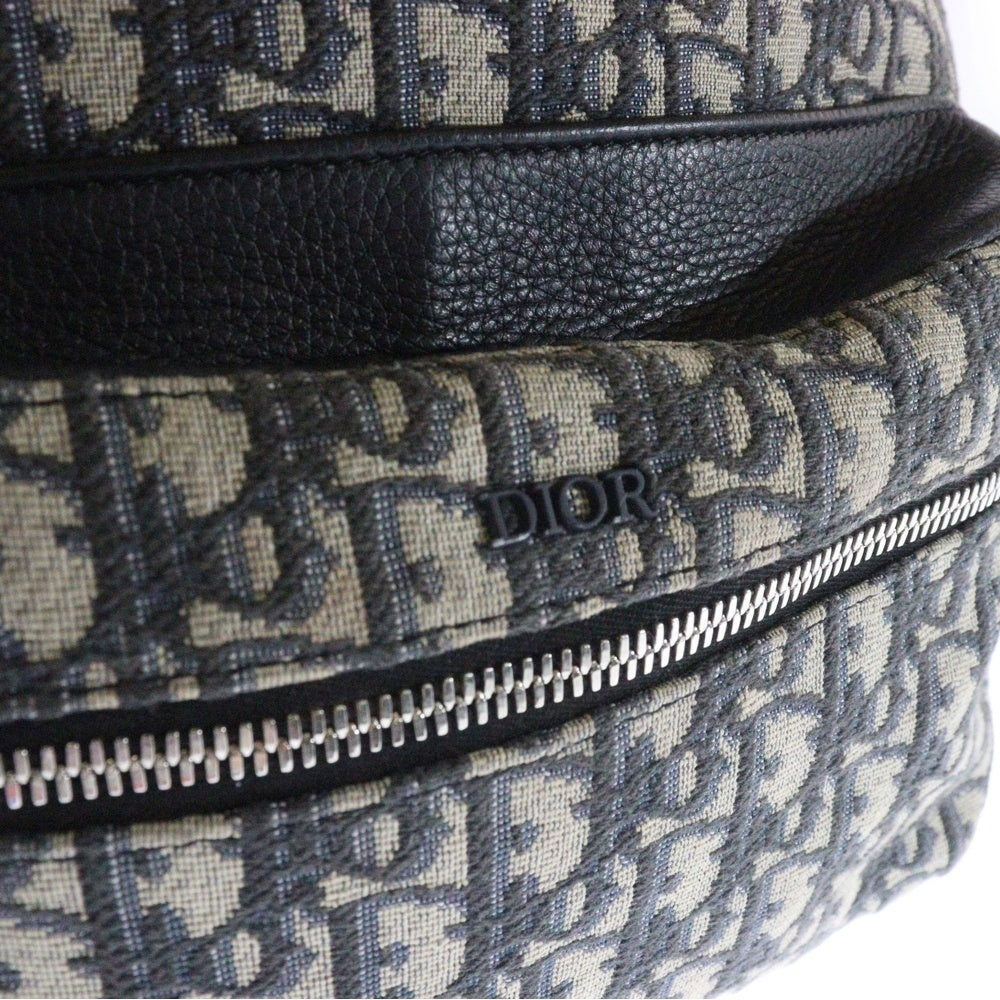 DIOR(ディオール) オブリーク バックパック リュックサック シルバー金具 ネイビー キャンバス×レザー