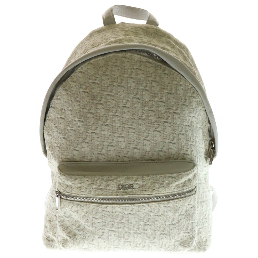 Christian Dior(クリスチャンディオール) トロッター バックパック リュックサック ホワイト シルバー金具 キャンバス×レザー