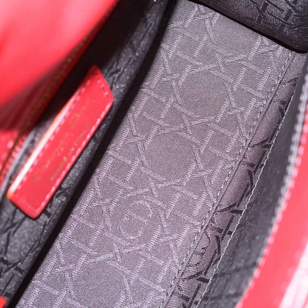 Christian Dior(クリスチャンディオール) Lady Dior My ABCDior マイレディディオール カナージュ 2WAY レザーハンドバッグ ショルダーバッグ レッド レディース