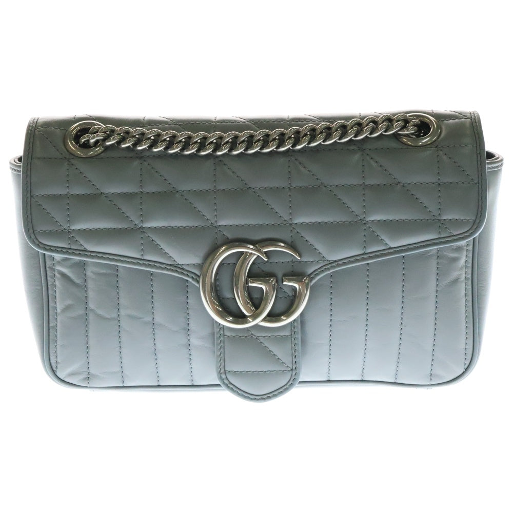GUCCI(グッチ) GGマーモント チェーンショルダーウォレット ショルダーバッグ チェーンバッグ グレー シルバー金具 443497