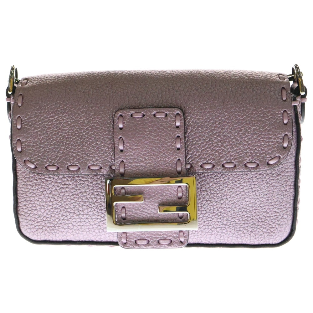FENDI(フェンディ) ズッカ マンマバケット 2WAYバッグ ハンドバッグ ミニバッグ ショルダーバッグ メタリックパープル メタリックピンク レザー シルバー金具 8BS017 AT0G F0G45