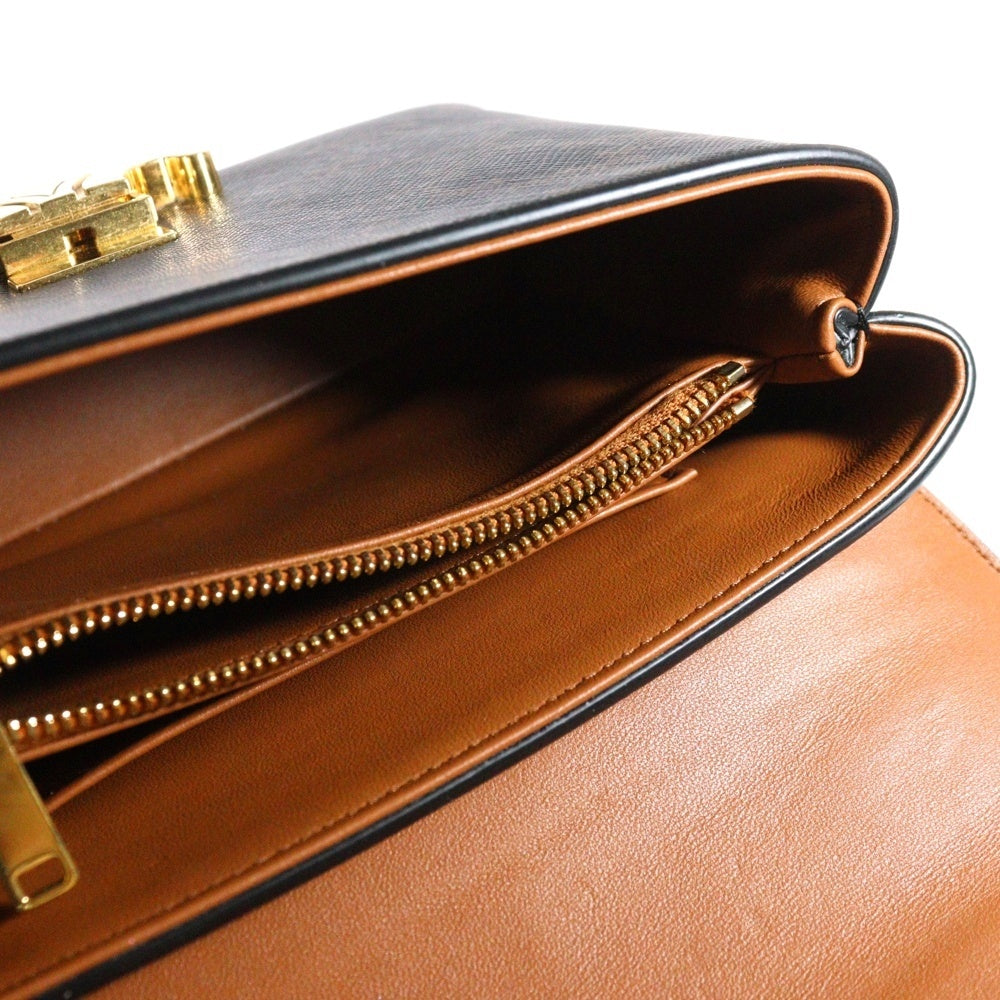 CELINE(セリーヌ) ティーンニノ 2WAYハンドバッグ ショルダーバッグ トリオンフ ブラウン ゴールド金具 レザー×PVC