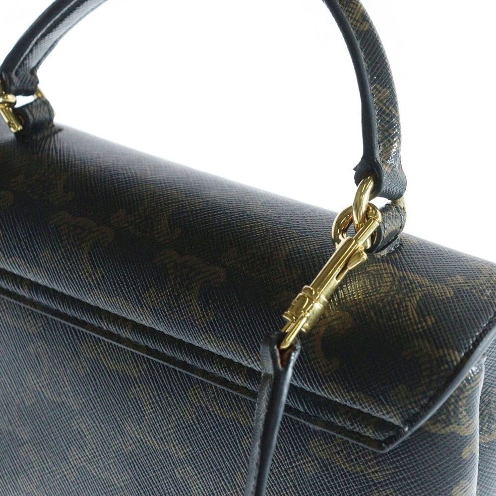 CELINE(セリーヌ) ティーンニノ 2WAYハンドバッグ ショルダーバッグ トリオンフ ブラウン ゴールド金具 レザー×PVC