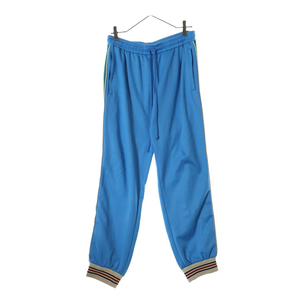 GUCCI(グッチ) 21SS ワッペンロゴ サイド ウェブ シェリーライン スウェット トラック ジョガーパンツ ライトブルー 650038