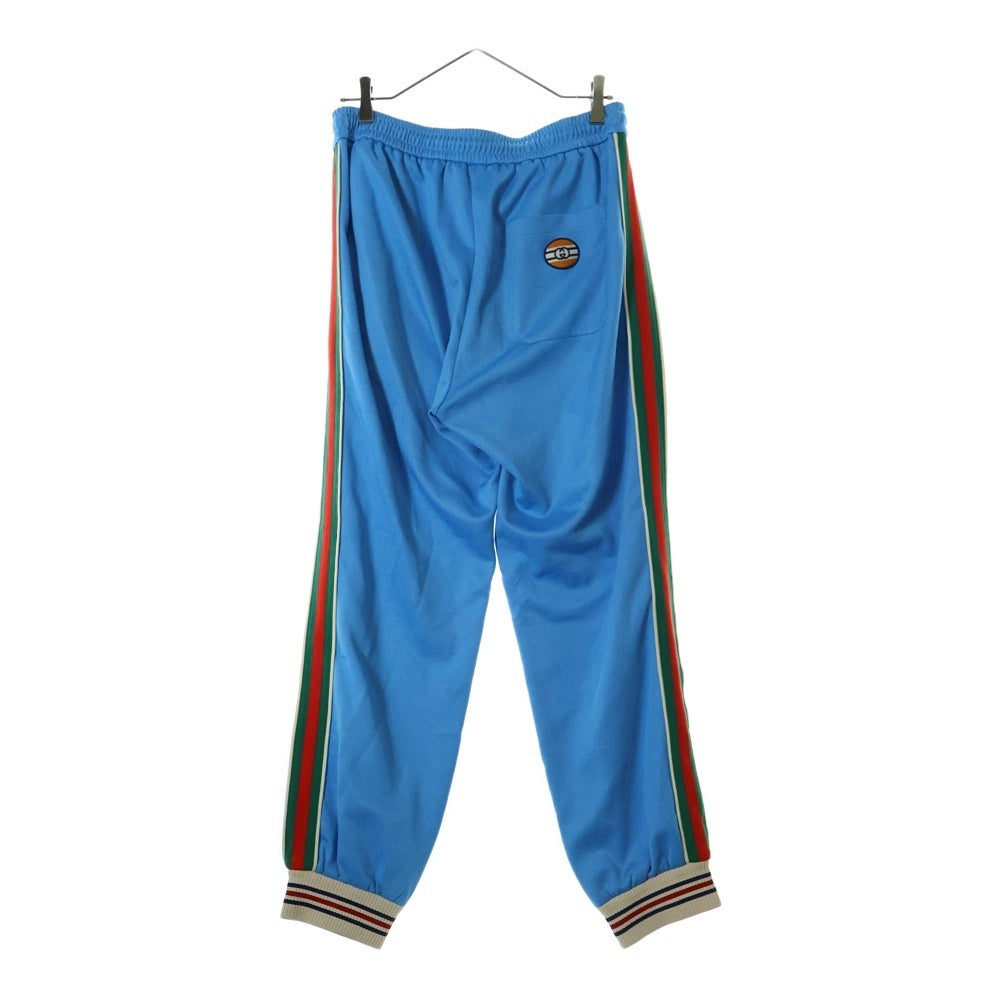 GUCCI(グッチ) 21SS ワッペンロゴ サイド ウェブ シェリーライン スウェット トラック ジョガーパンツ ライトブルー 650038