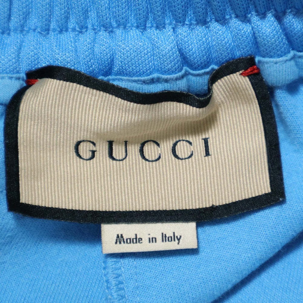 GUCCI(グッチ) 21SS ワッペンロゴ サイド ウェブ シェリーライン スウェット トラック ジョガーパンツ ライトブルー 650038