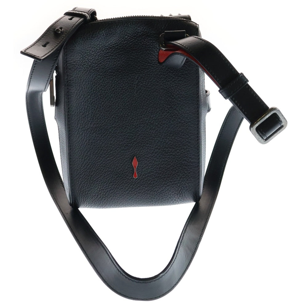 CHRISTIAN LOUBOUTIN(クリスチャンルブタン) ベンチリポーター スタッズ ショルダーバッグ ミニバッグ ブラック×レッド レザー シルバー金具