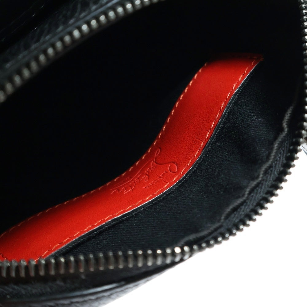 CHRISTIAN LOUBOUTIN(クリスチャンルブタン) ベンチリポーター スタッズ ショルダーバッグ ミニバッグ ブラック×レッド レザー シルバー金具