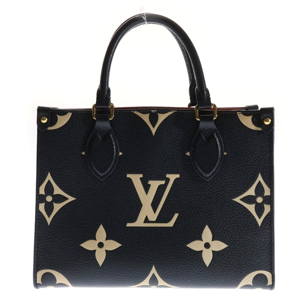 LOUIS VUITTON(ルイヴィトン) オンザゴーPM モノグラムアンプラント レザー 2WAY ハンド ショルダーバッグ ゴールド金具 ブラック/ベージュ M45659 RFID