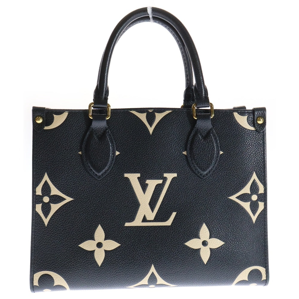 LOUIS VUITTON(ルイヴィトン) オンザゴーPM モノグラムアンプラント レザー 2WAY ハンド ショルダーバッグ ゴールド金具 ブラック/ベージュ M45659 RFID